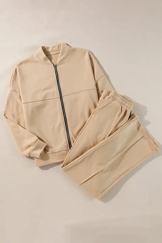 Apricot ensemble - zip jacket & drawstring pants