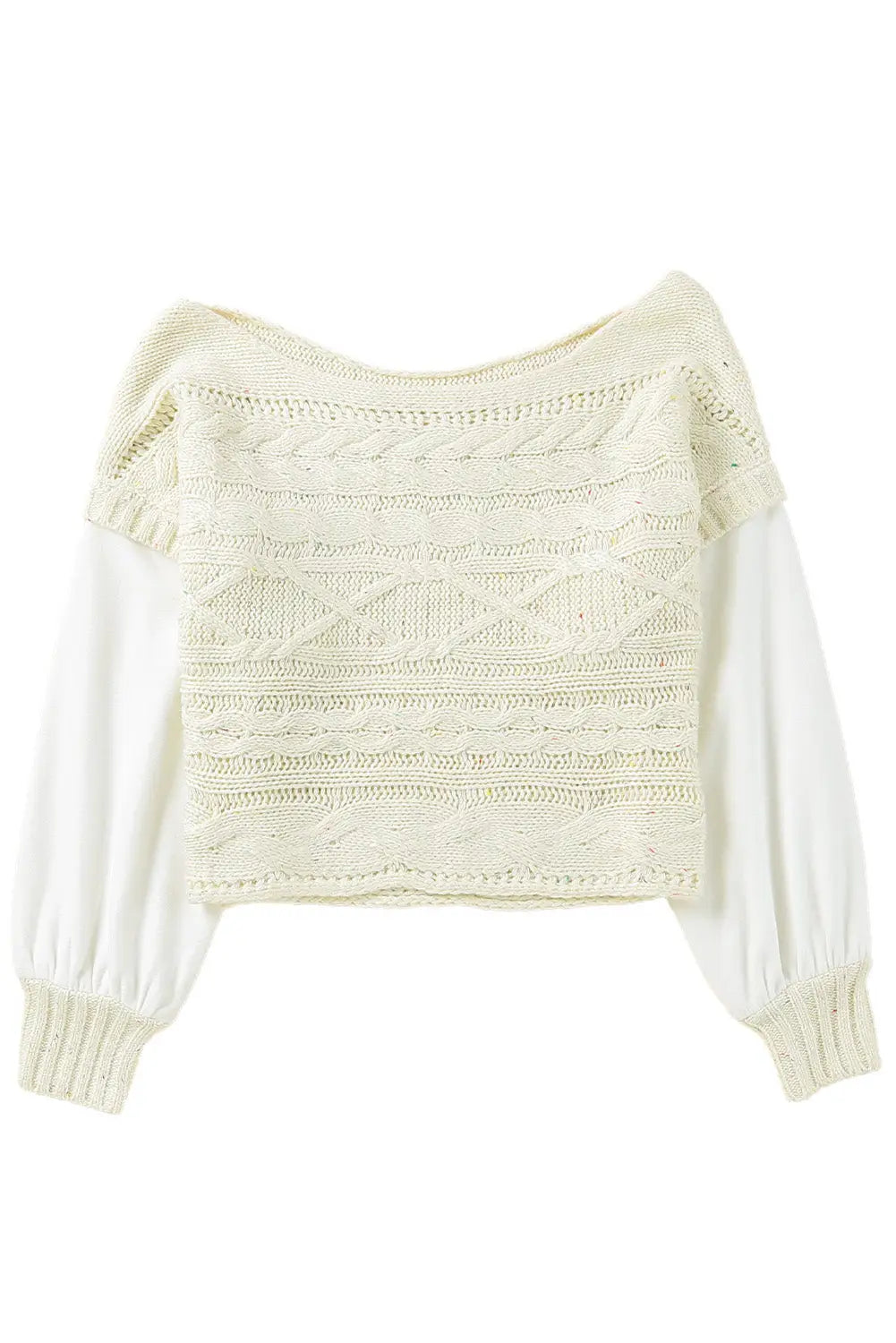 Apricot faux two-piece textured knit sweater - tops