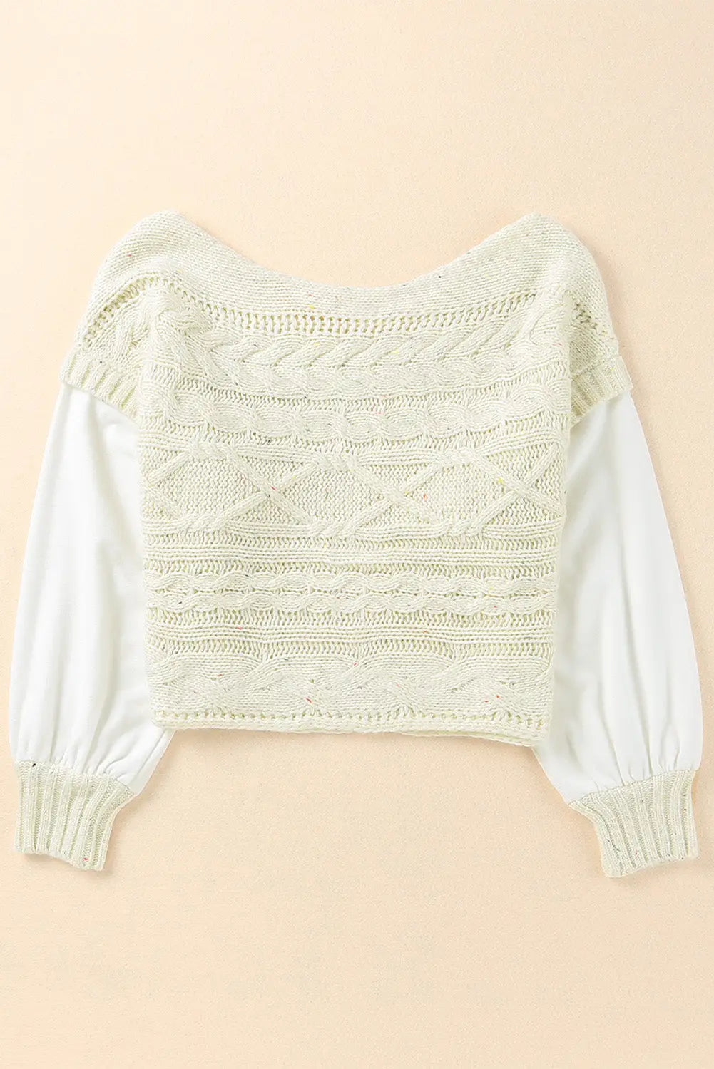 Apricot faux two-piece textured knit sweater - tops