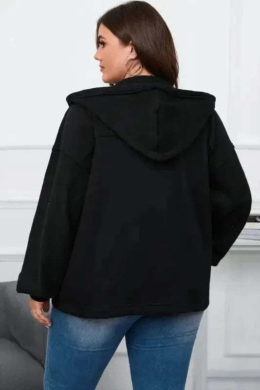 Apricot Flap Pocket Drawstring Hood Zip Up Jacket - Fashionfitz