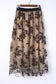 Apricot floral leaves embroidered high waist maxi skirt - skirts