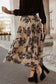 Apricot floral leaves embroidered high waist maxi skirt - skirts