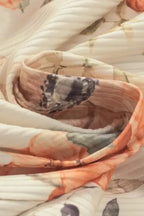 Apricot Floral Ribbed Knit Slim Fit Cardigan - Fashionfitz