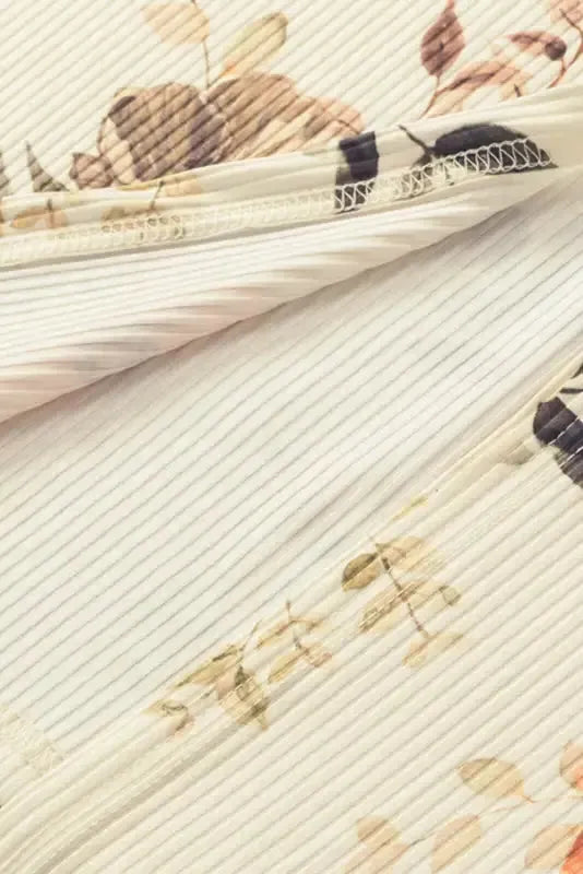 Apricot Floral Ribbed Knit Slim Fit Cardigan - Fashionfitz