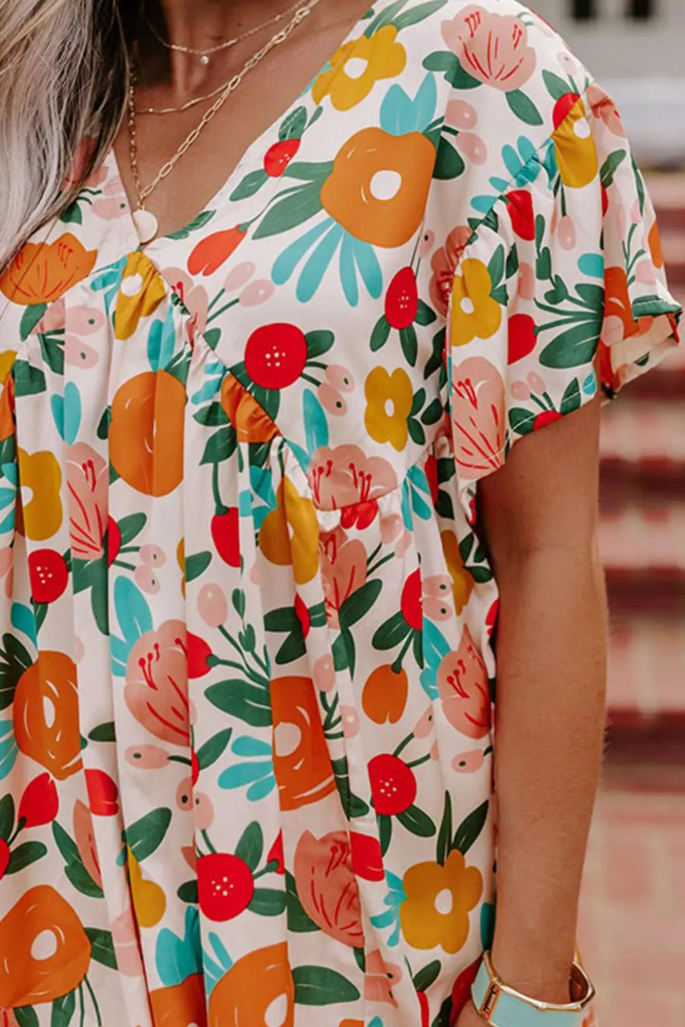 Apricot floral tied back blouse - tops/blouses & shirts