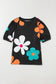 Apricot flower print bubble sleeve tee