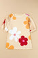 Apricot flower print bubble sleeve tee