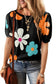 Apricot flower print bubble sleeve tee