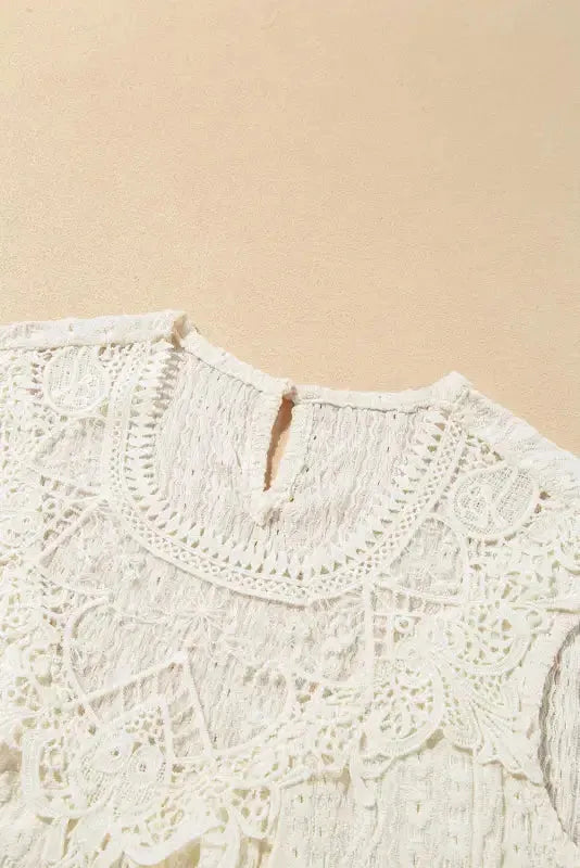 Apricot Guipure Lace Crochet Keyhole Back Tank Top - Fashionfitz