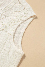 Apricot Guipure Lace Crochet Keyhole Back Tank Top - Fashionfitz