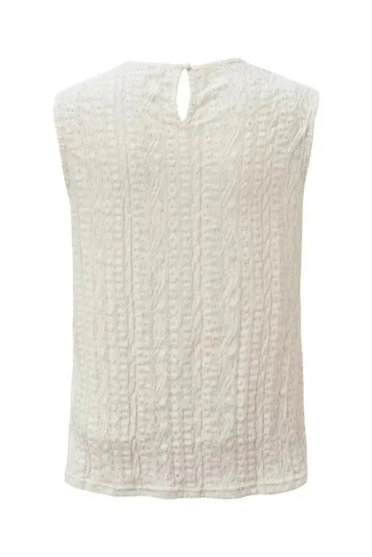 Apricot Guipure Lace Crochet Keyhole Back Tank Top - Fashionfitz