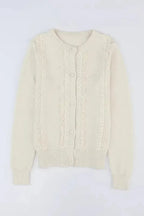 Apricot Lace Trim Cardigan - Fashionfitz