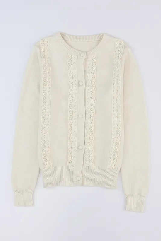 Apricot lace trim cardigan - cardigans