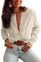 Apricot Lace Trim Cardigan - Fashionfitz