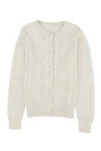 Apricot Lace Trim Cardigan - Fashionfitz