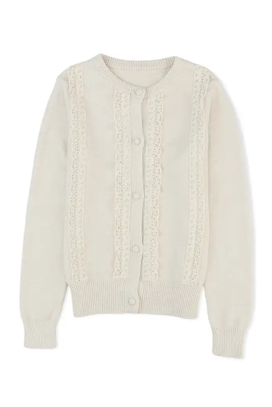 Apricot lace trim cardigan - cardigans