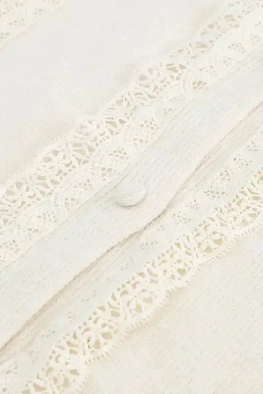 Apricot Lace Trim Cardigan - Fashionfitz