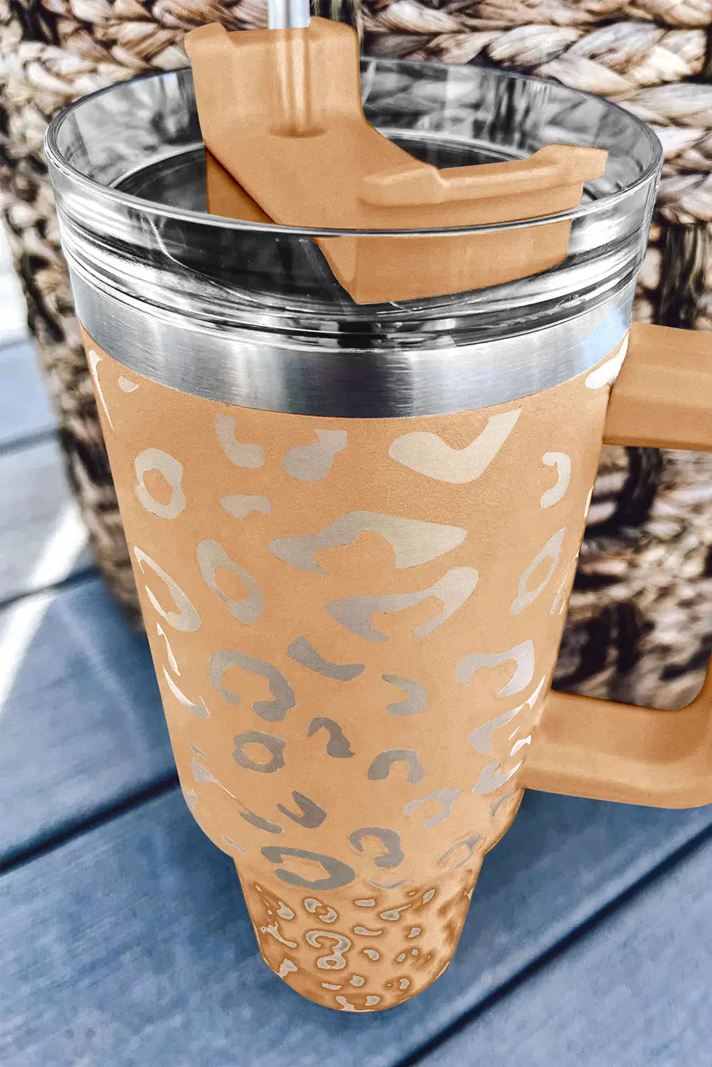 Apricot leopard spotted 304 stainless double insulated cup 40oz - one size / stainless steel - tumblers
