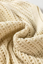 Apricot Open Knit Bracelet Sleeve Sweater - Fashionfitz