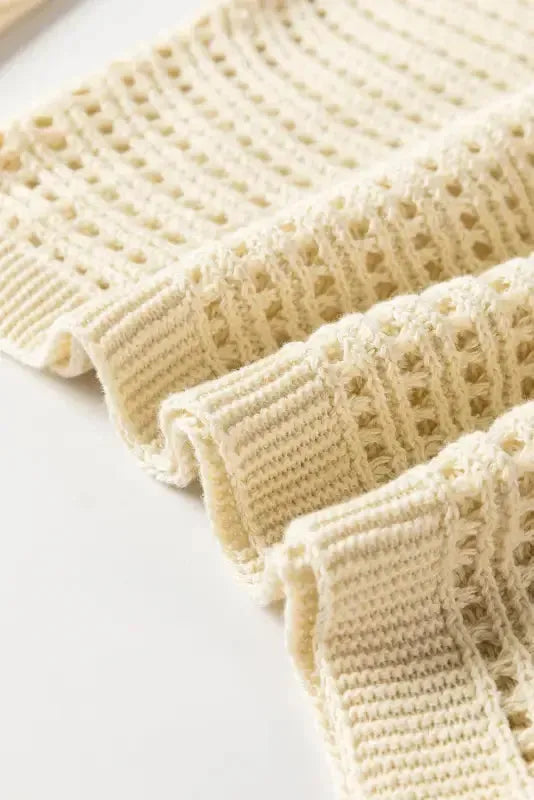 Apricot Open Knit Bracelet Sleeve Sweater - Fashionfitz
