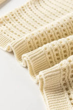 Apricot Open Knit Bracelet Sleeve Sweater - Fashionfitz