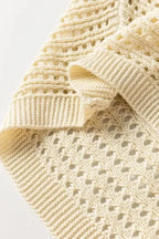 Apricot Open Knit Bracelet Sleeve Sweater - Fashionfitz