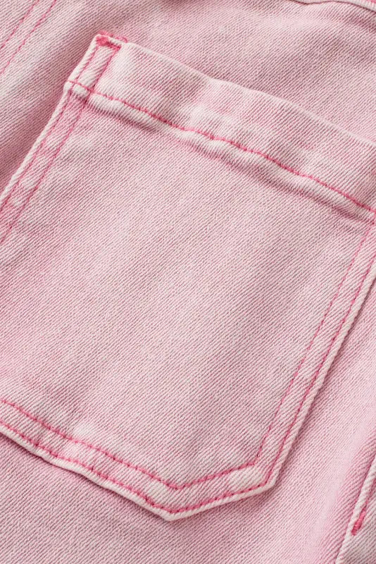 Apricot pink crop jeans - raw edge