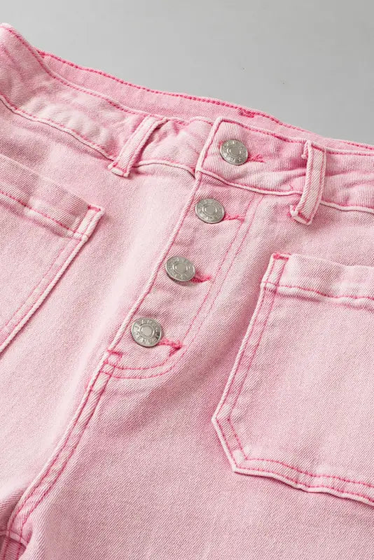 Apricot pink crop jeans - raw edge