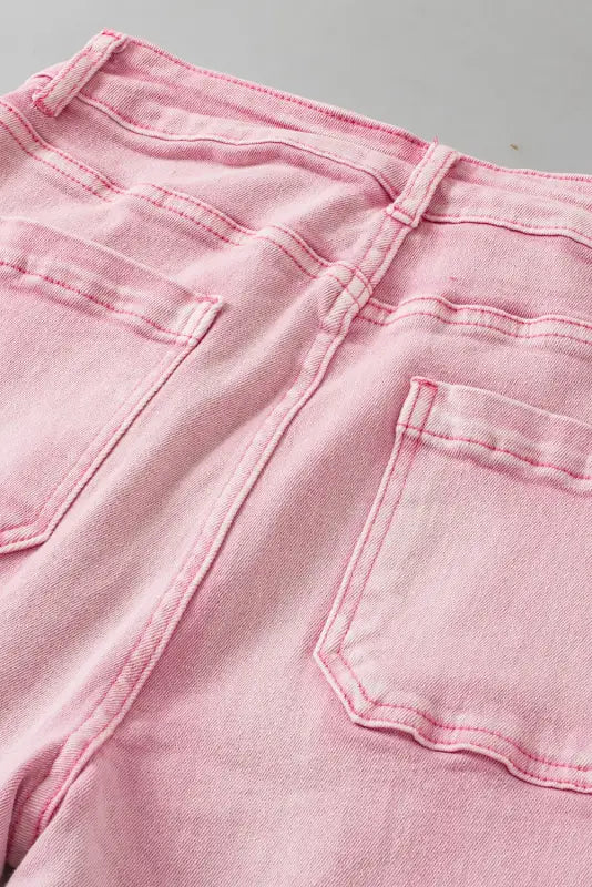 Apricot pink crop jeans - raw edge