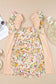 Apricot Pink Floral Patchwork Blouse - Square Neck Ruffle Sleeve - Fashionfitz