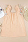 Apricot Pink Floral Patchwork Blouse - Square Neck Ruffle Sleeve - Fashionfitz