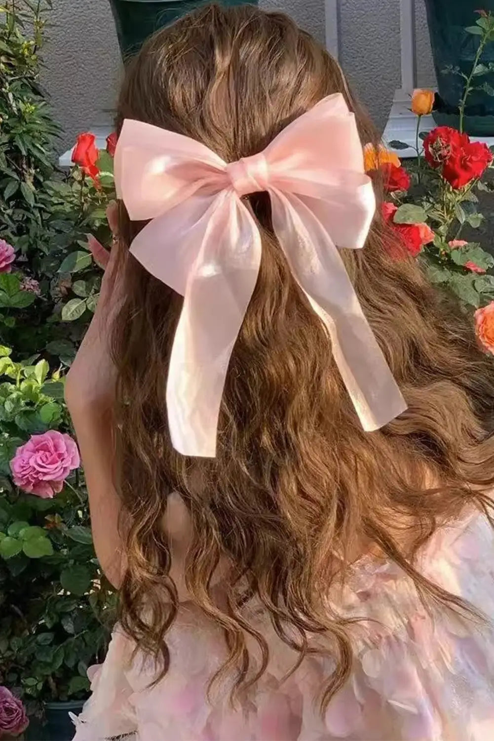 Apricot Pink Gauze Bowknot Hair Clip - ONE SIZE