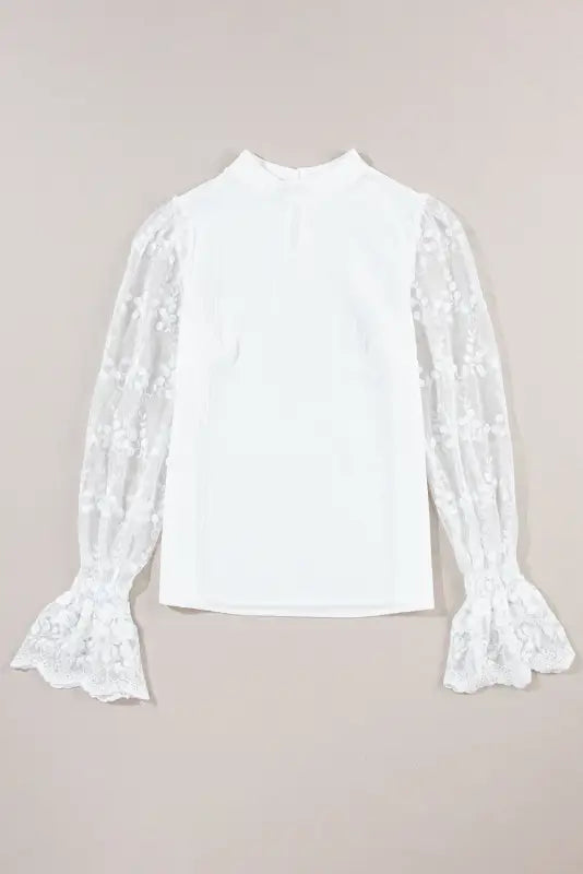 Apricot pink lace sleeve blouse - blouses