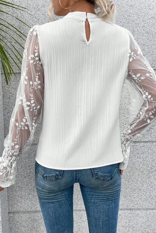 Apricot pink lace sleeve blouse - blouses