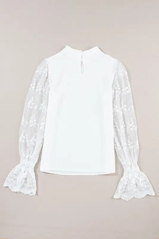 Apricot pink lace sleeve blouse - blouses