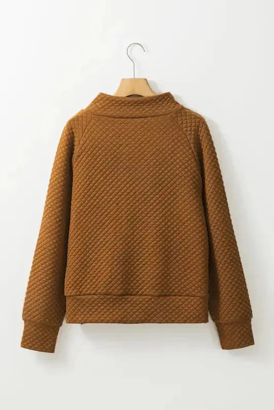 Apricot Plaid Raglan Sleeve Sweatshirt - Fashionfitz