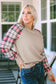 Apricot plaid raglan sleeve sweatshirt - tops