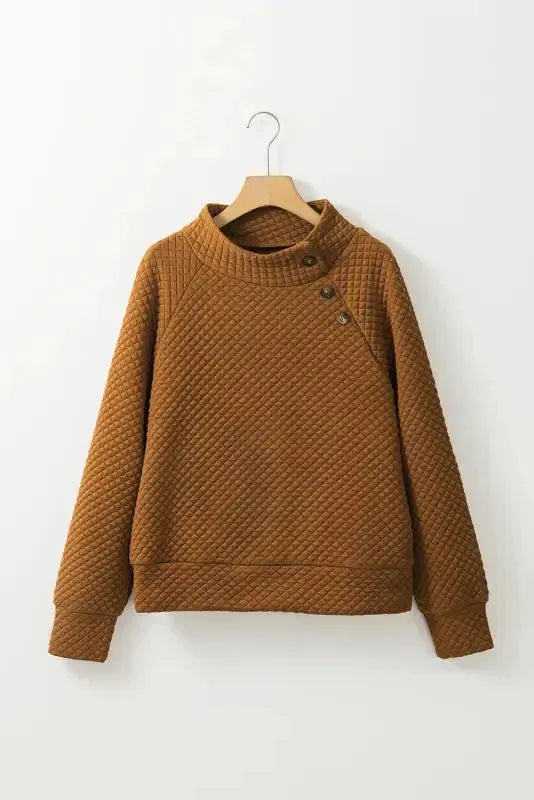 Apricot Plaid Raglan Sleeve Sweatshirt - Fashionfitz