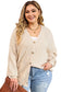 Apricot plus size knitted hollow out button up cardigan