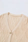 Apricot plus size knitted hollow out button up cardigan