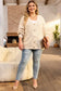 Apricot plus size knitted hollow out button up cardigan