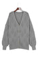 Apricot plus size knitted hollow out button up cardigan