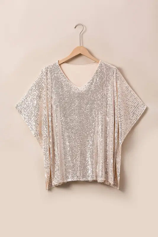 Apricot plus size sequined v neck boxy top - curves &