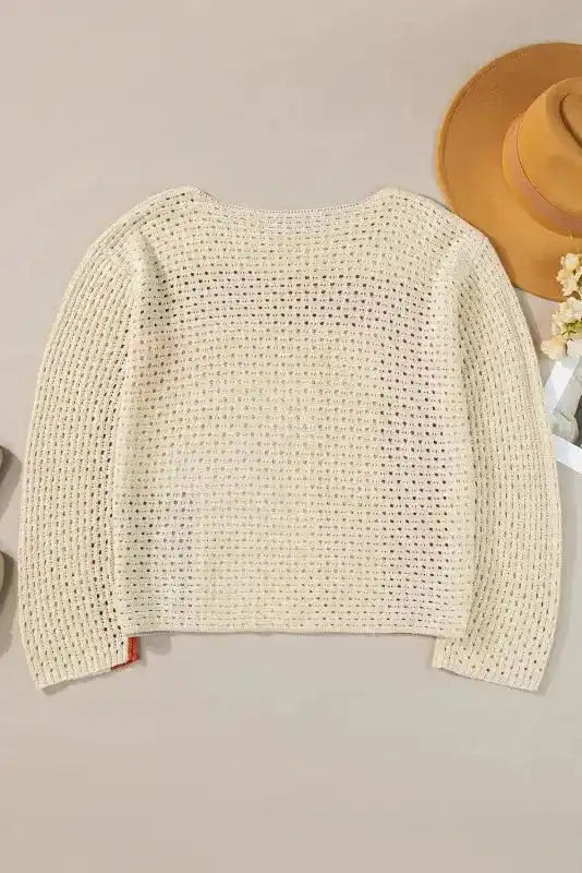 Apricot Pointelle Baggy Sweater - Fashionfitz