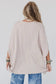 Apricot ribbed knit batwing sleeve tunic oversized t shirt - t-shirts