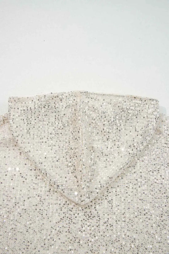 Apricot sequin hooded top – night out | women’s sparkle hoodie