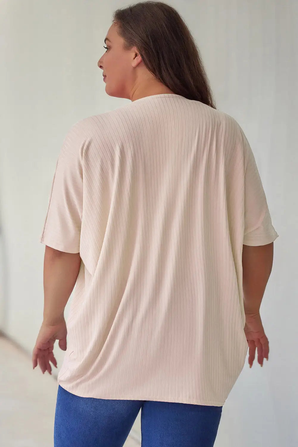 Apricot shimmer ribbed texture plus size cardigan