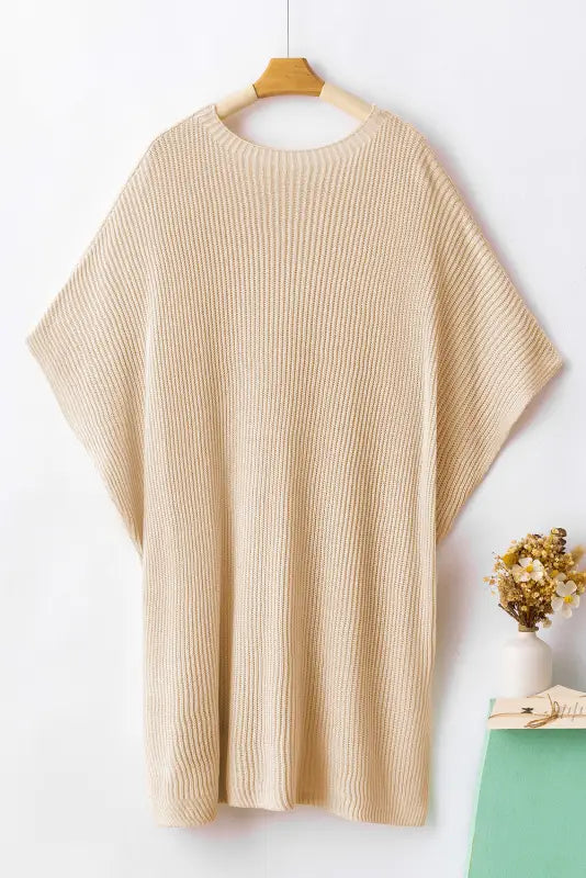 Apricot short sleeve side slit oversized sweater - new