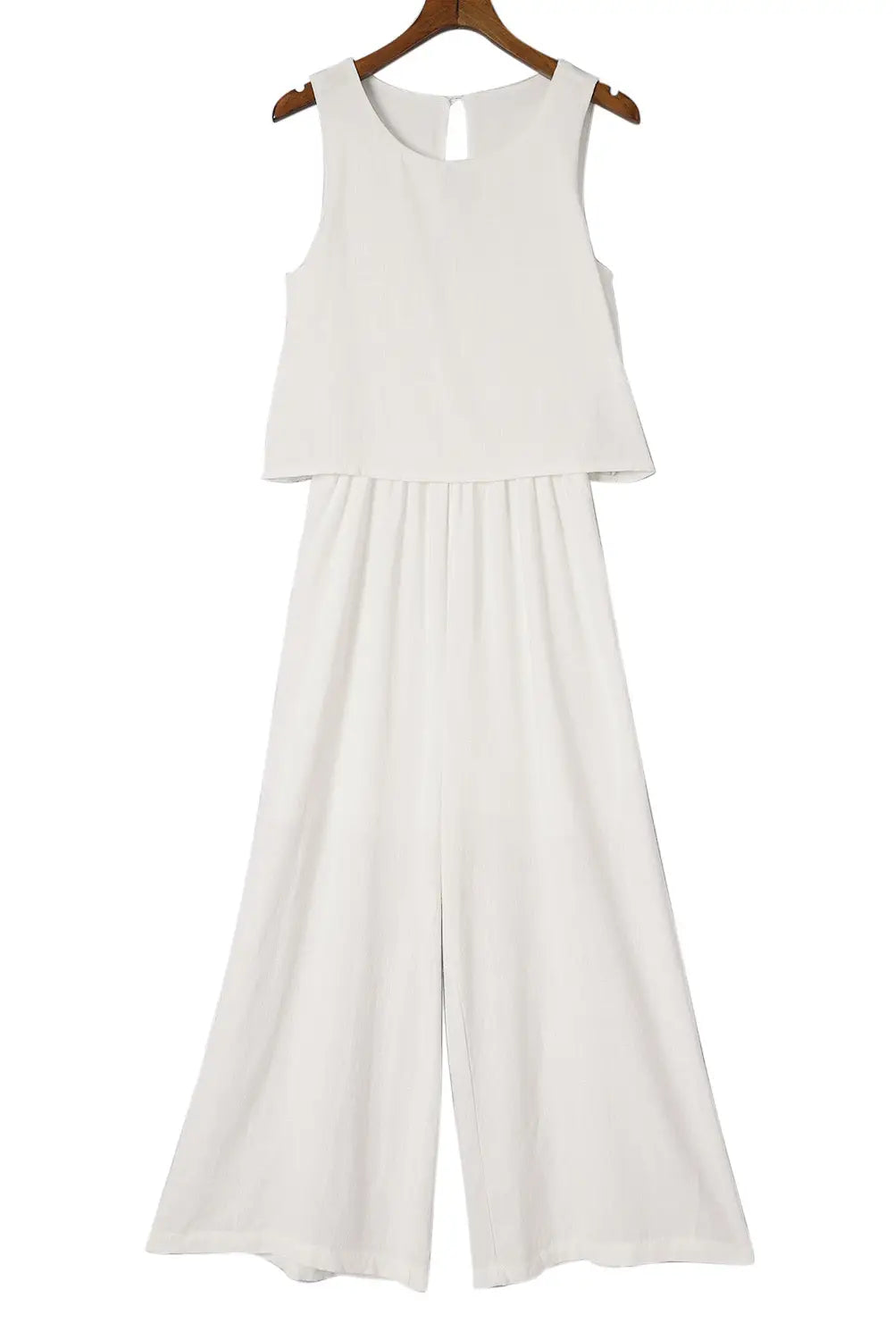 Apricot sleeveless ankle length wide leg jumpsuit - bottoms