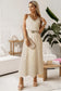 Apricot sleeveless maxi dress - elastic belt - dresses